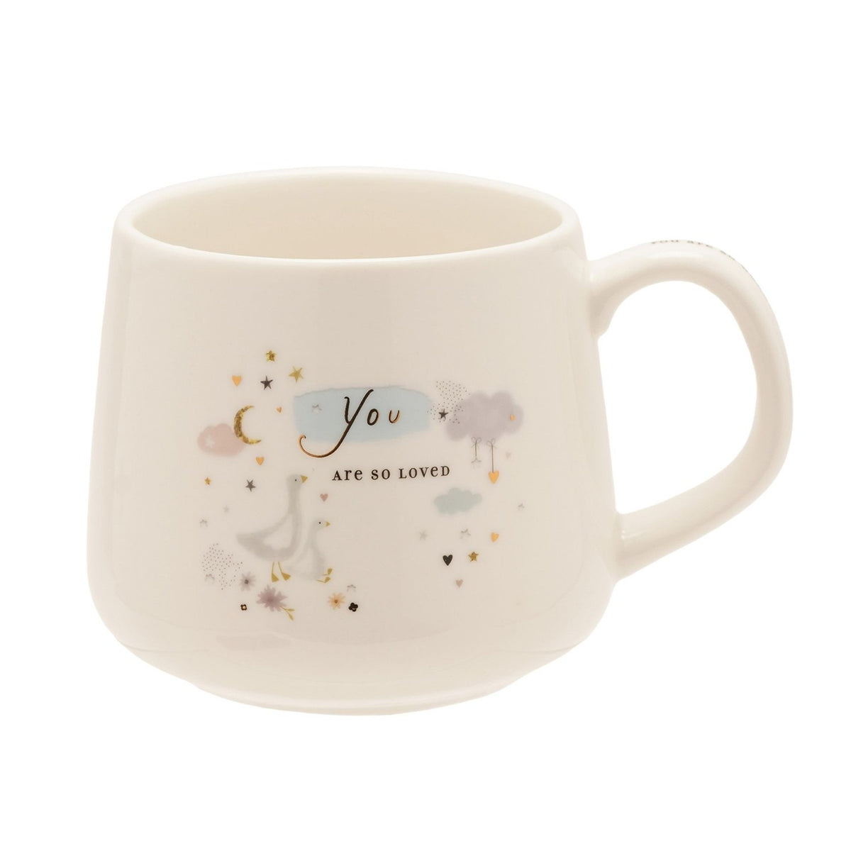 You Are So Loved Geese, Moon and Stars Ceramic Mug - Cream