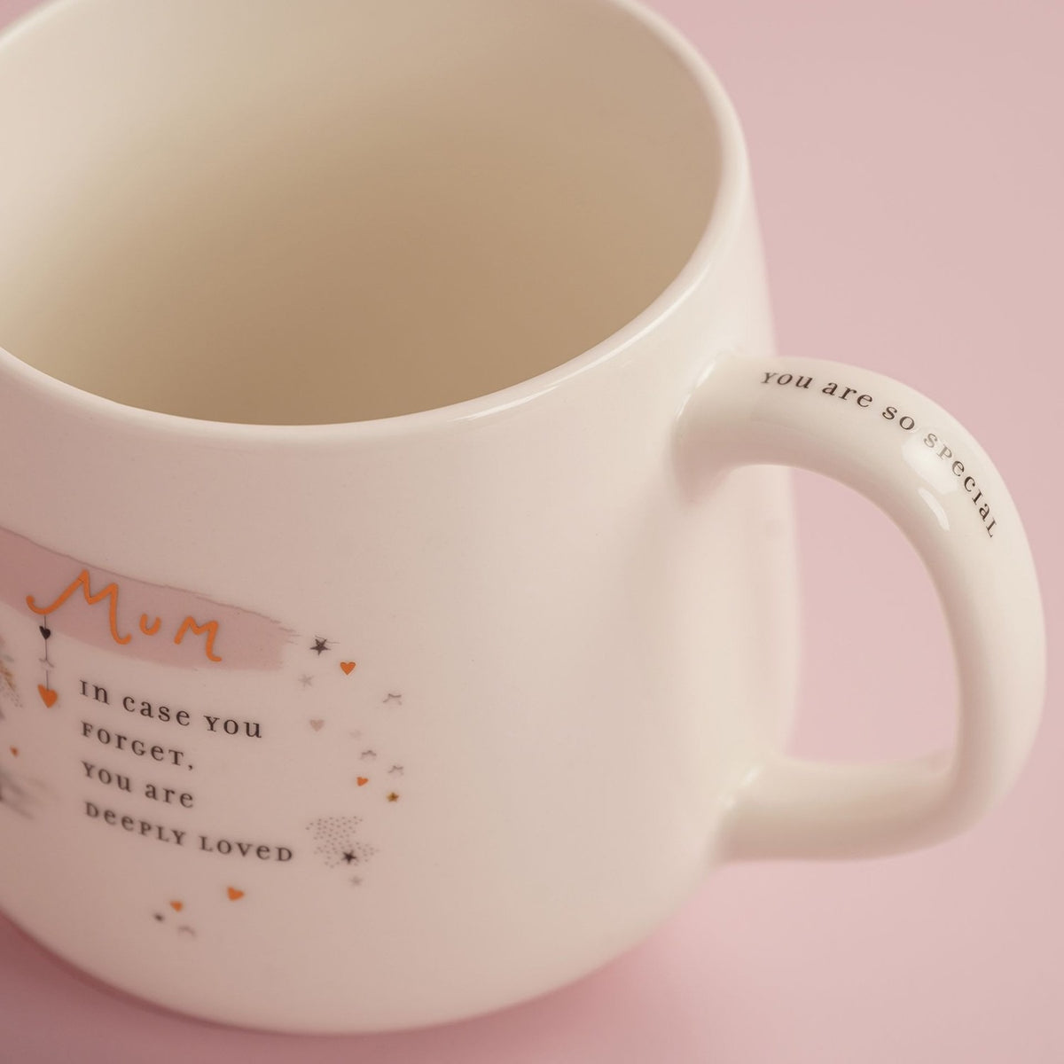 Mum Deeply Loved Gold Heart and Star Stoneware Mug - Cream