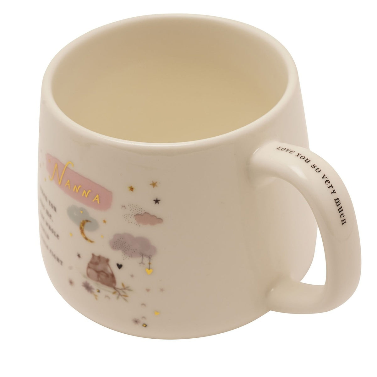 Nanna Bear and Moon Illustrated Stoneware Mug 350ml - Cream