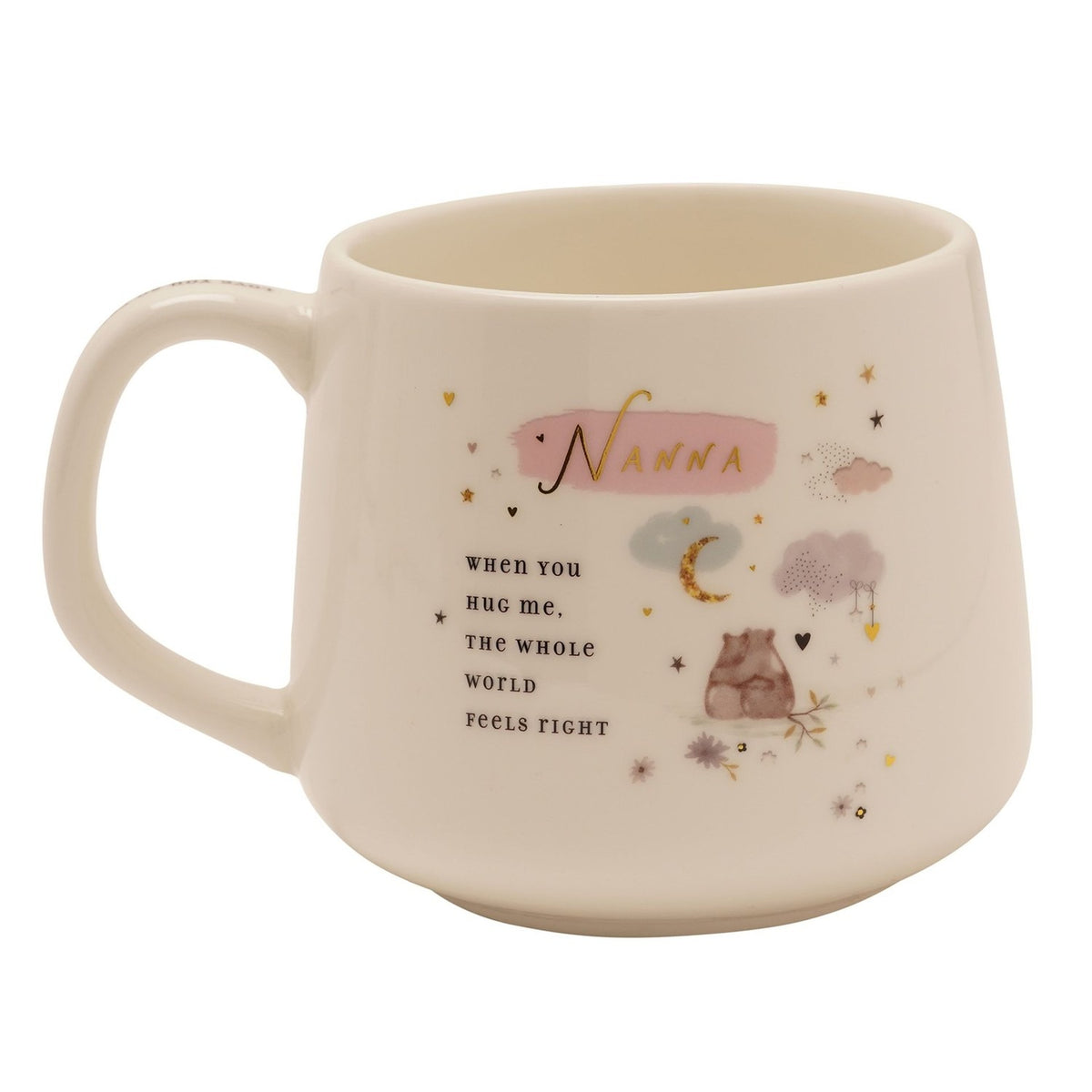 Nanna Bear and Moon Illustrated Stoneware Mug 350ml - Cream