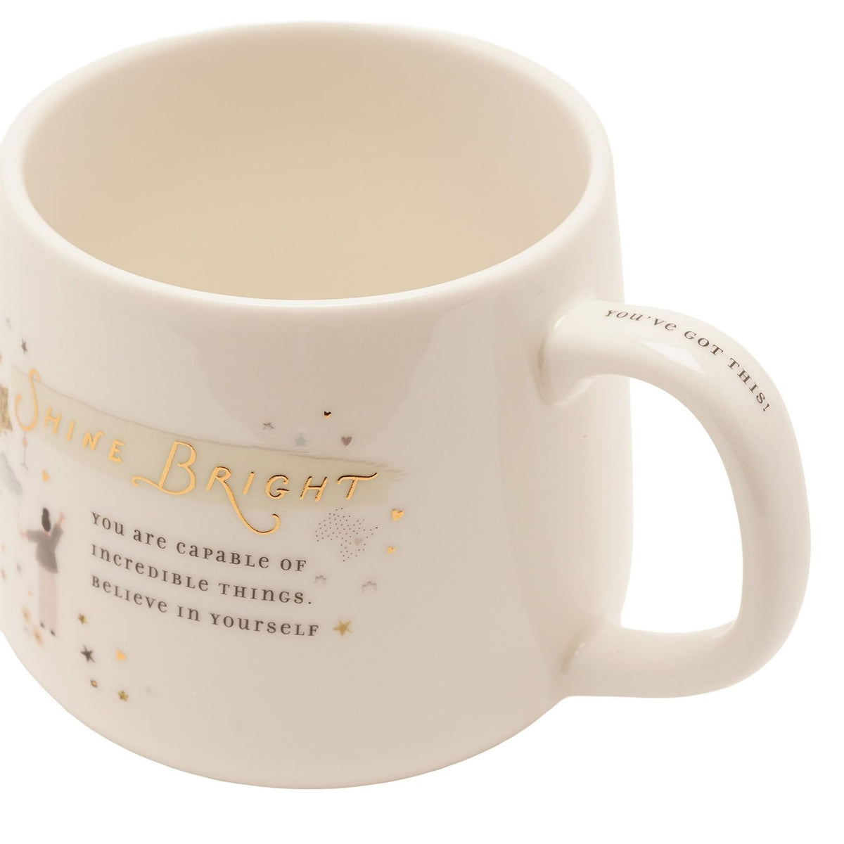 Shine Bright Star Stoneware Mug with Handle Message - Cream