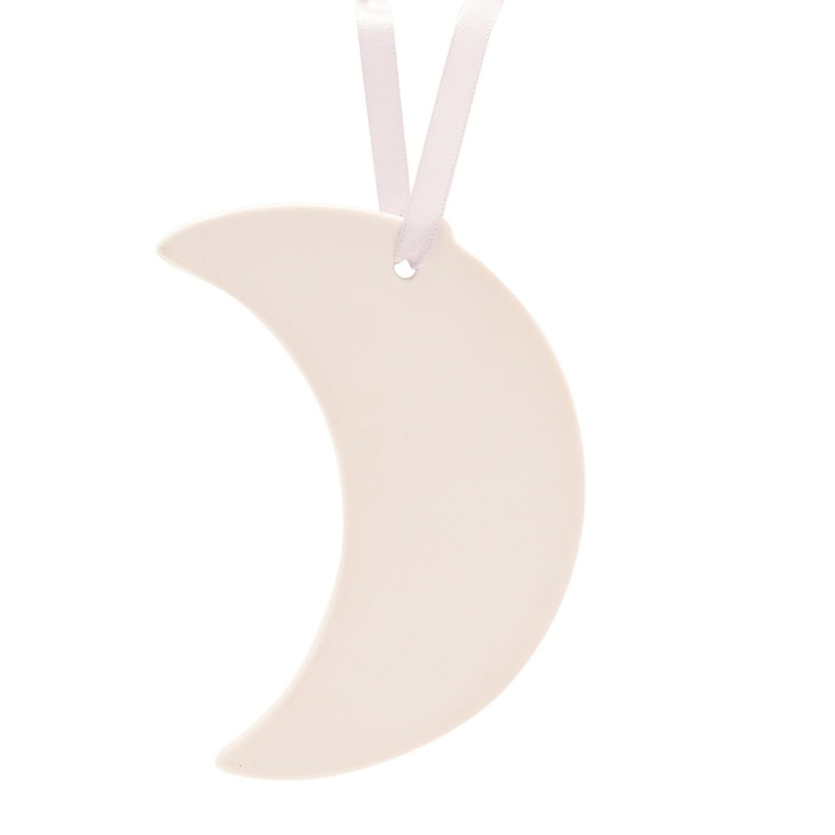 Mum Crescent Moon Hanging Ceramic Plaque with Ribbon - White