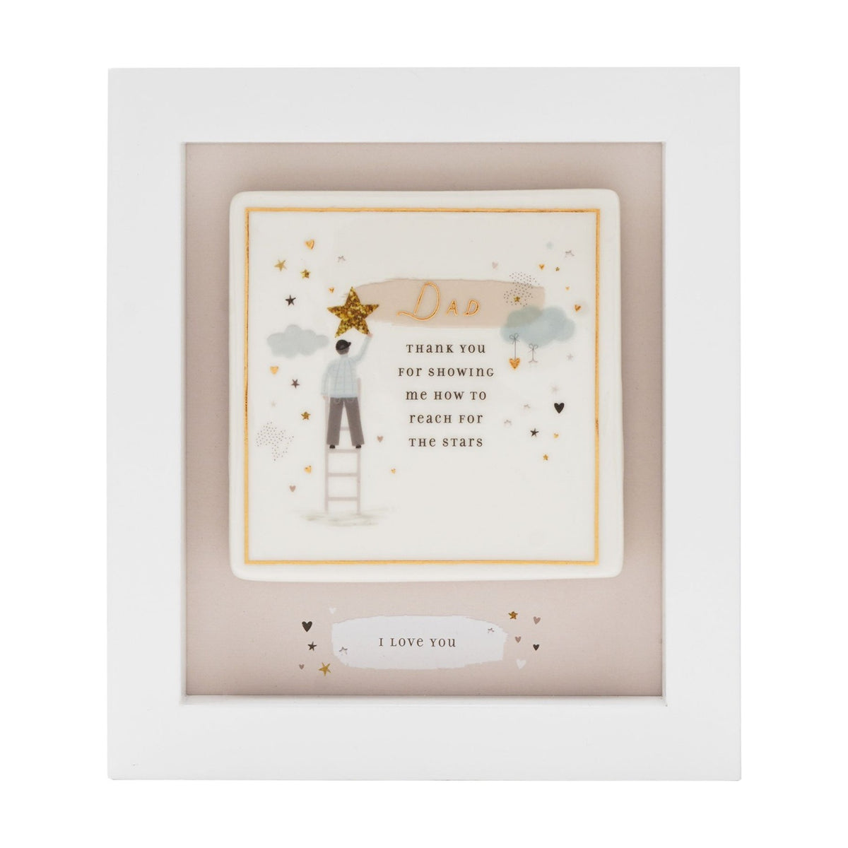 Dad Reach for The Stars Wooden Boxed Wall Plaque - White