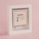 Mum Wooden Boxed Plaque with Gold Border and Hanger - White