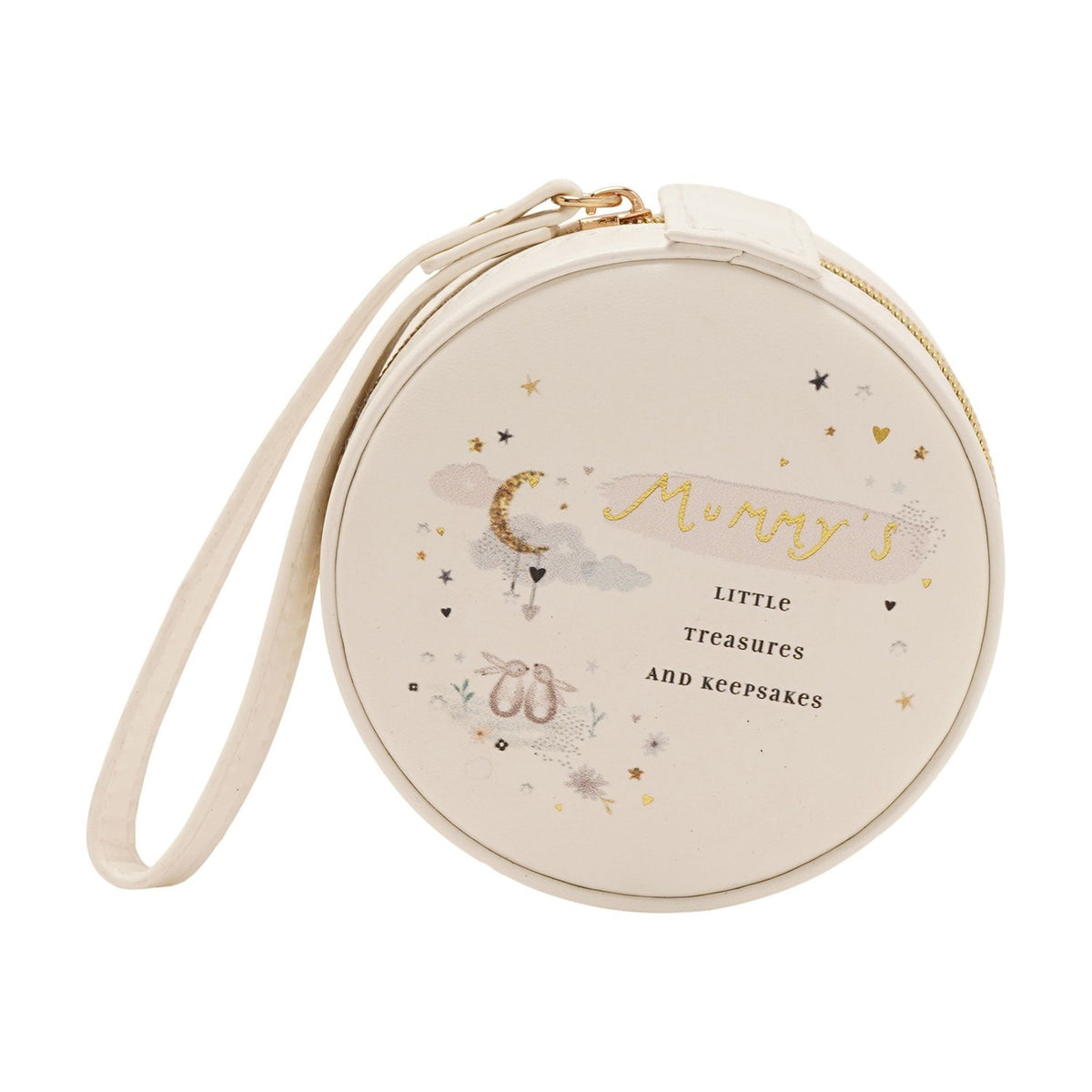 Mummy's Round MDF Jewellery Box with Mirror - White & Pink