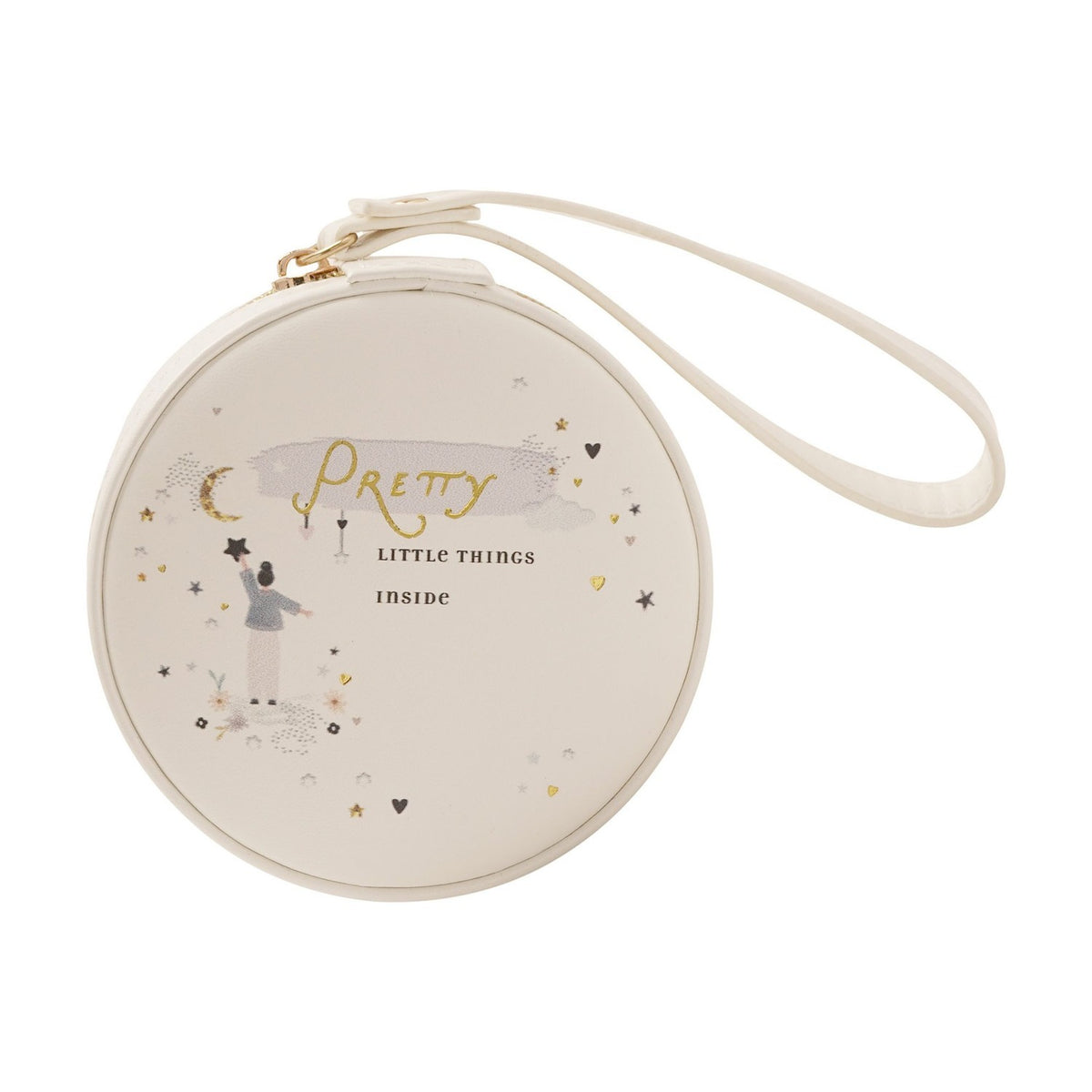 Pretty Little Things Round Zipped MDF Jewellery Box - Cream