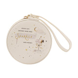 Sparkle Round Zip MDF Jewellery Box with Mirror - Cream