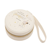 Sparkle Round Zip MDF Jewellery Box with Mirror - Cream