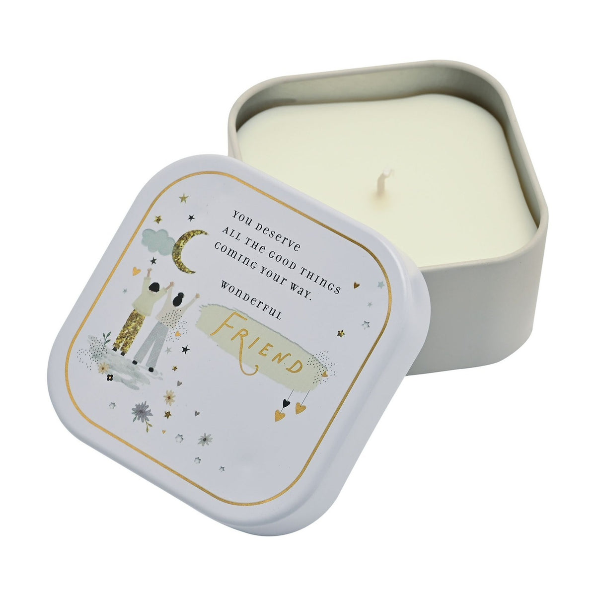 Wonderful Friend Square Tin Scented Candle 125g - White & Purple
