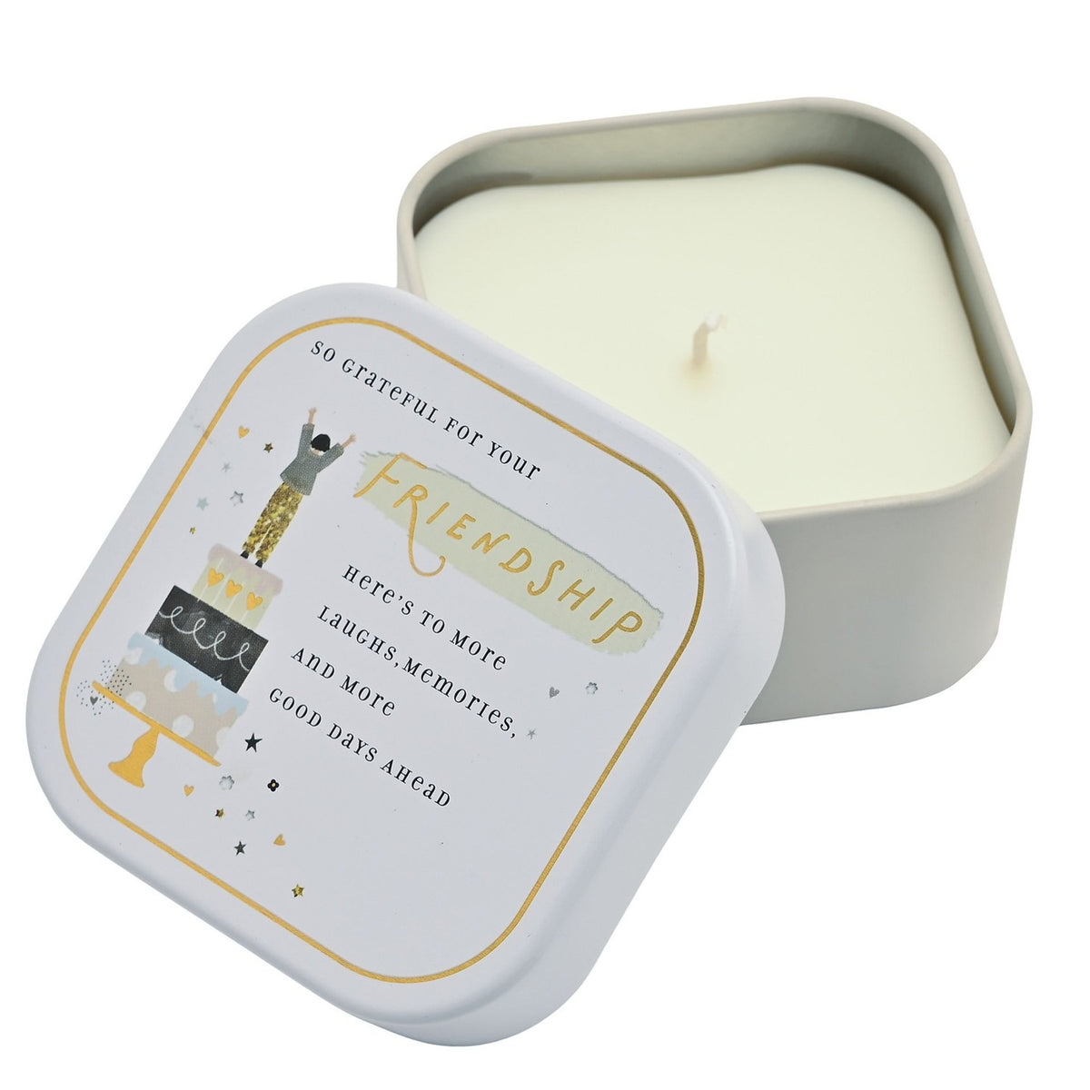 Friendship Square Tin Scented Candle 125g - White & Grey