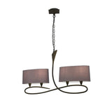 Lua Linear 2 Arm 4 Light Chandelier - Ash Grey With Ash Grey Shades