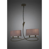 Lua Linear 2 Arm 4 Light Chandelier - Ash Grey With Ash Grey Shades