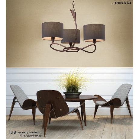 Lua 3 Arm 3 Light Chandelier - Ash Grey With Ash Grey Shades