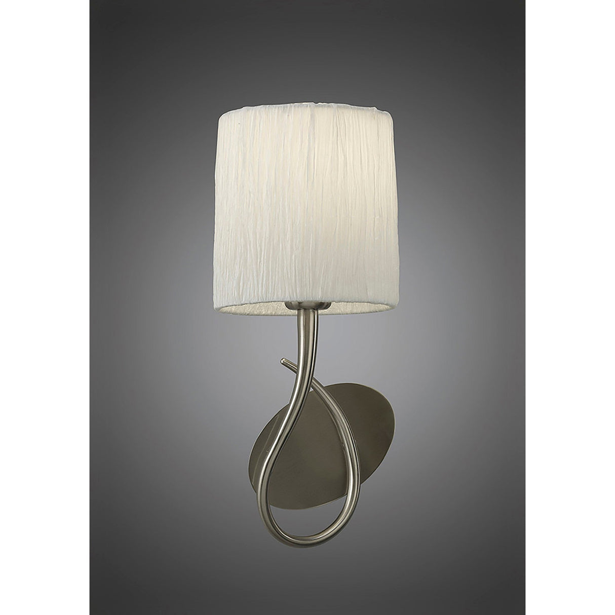 Lua 1 Light Wall Light With Switch - Satin Nickel With White Shade