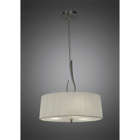 Lua 3 Light Pendant Light – Satin Nickel With White Shade