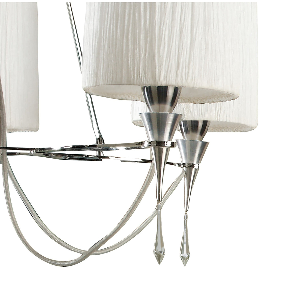 Lucca 70cm 5 Light Crystal Chandelier - Chrome With White Shades