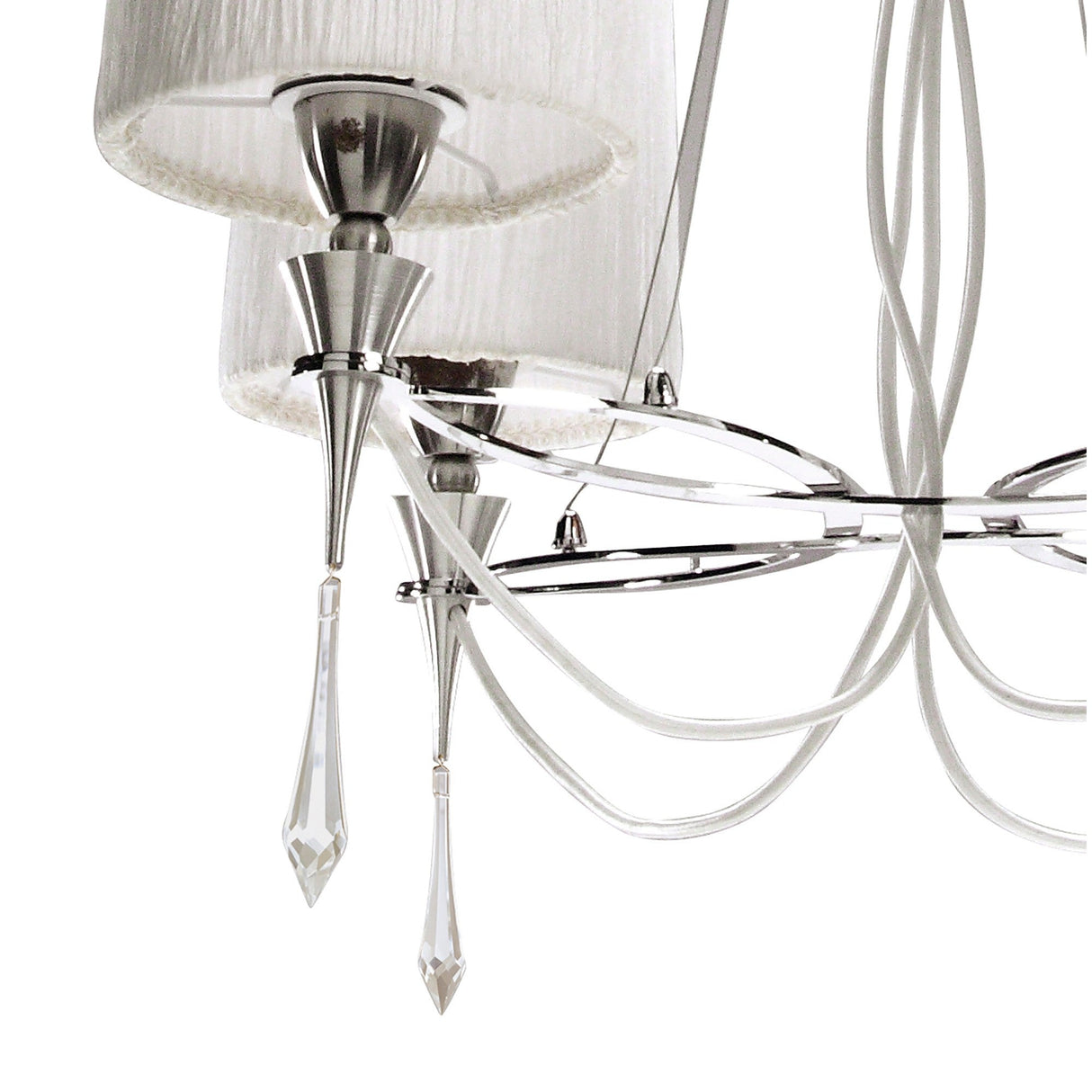 Lucca 71cm 4 Light Crystal Chandelier - Chrome With White Shades