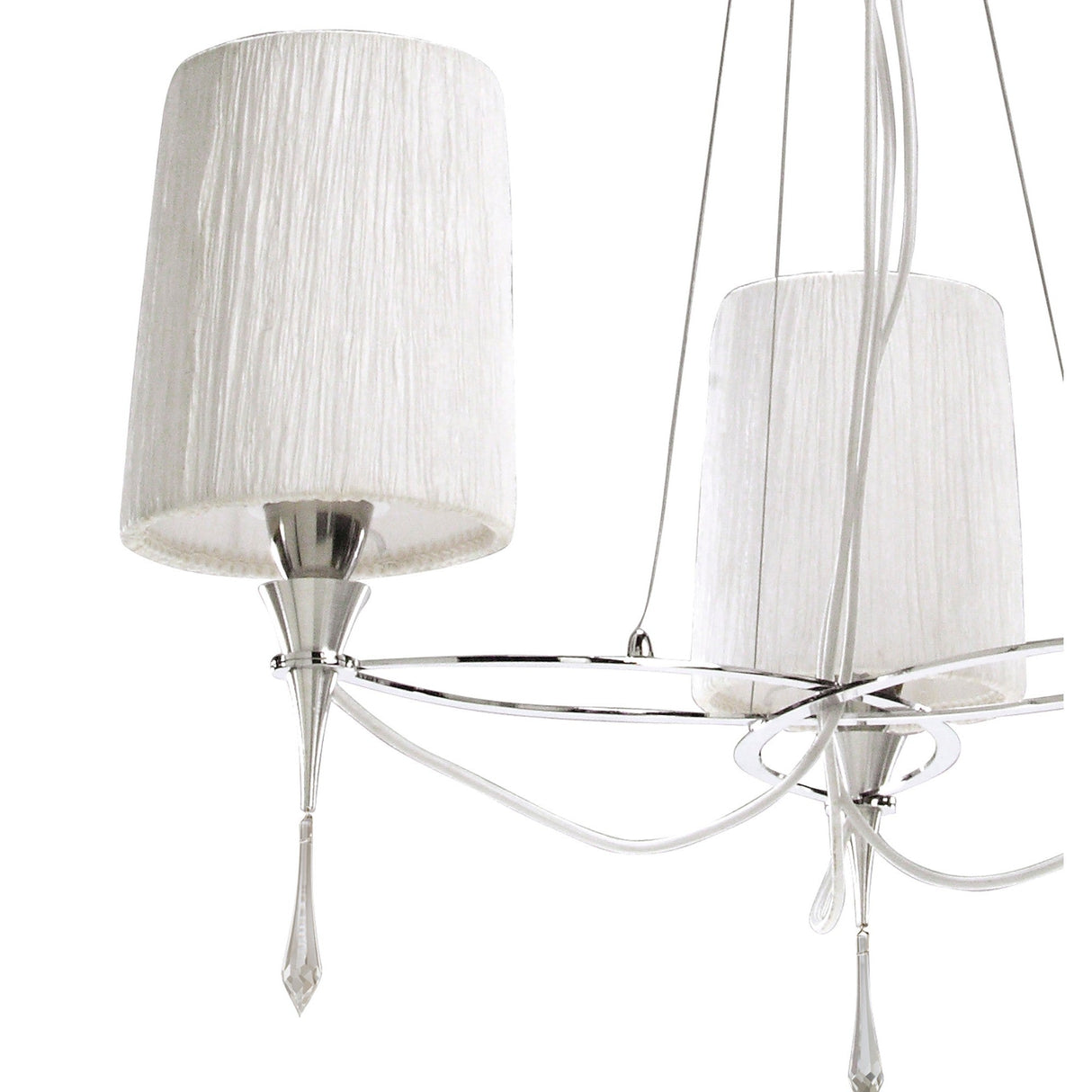Lucca 65cm 3 Light Crystal Chandelier - Chrome With White Shades