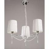 Lucca 65cm 3 Light Crystal Chandelier - Chrome With White Shades