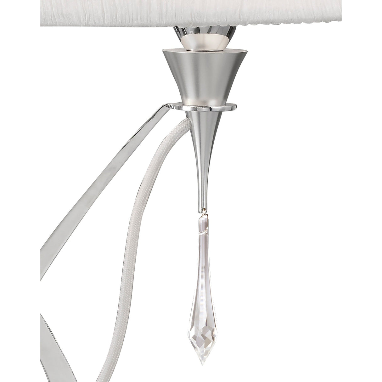 Lucca Small 2 Light Crystal Table Lamp - Chrome With White Shade