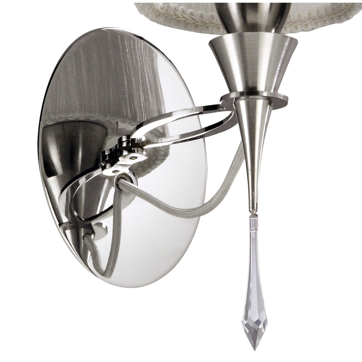 Lucca 1 Light Crystal Wall Light With Switch - Chrome With White Shade