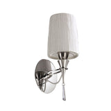 Lucca 1 Light Crystal Wall Light With Switch - Chrome With White Shade