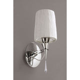 Lucca 1 Light Crystal Wall Light With Switch - Chrome With White Shade