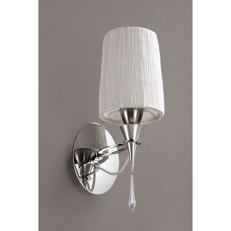 Lucca 1 Light Crystal Wall Light With Switch - Chrome With White Shade