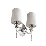 Lucca 2 Light Crystal Wall Light With Switch - Chrome With White Shades