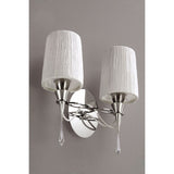 Lucca 2 Light Crystal Wall Light With Switch - Chrome With White Shades