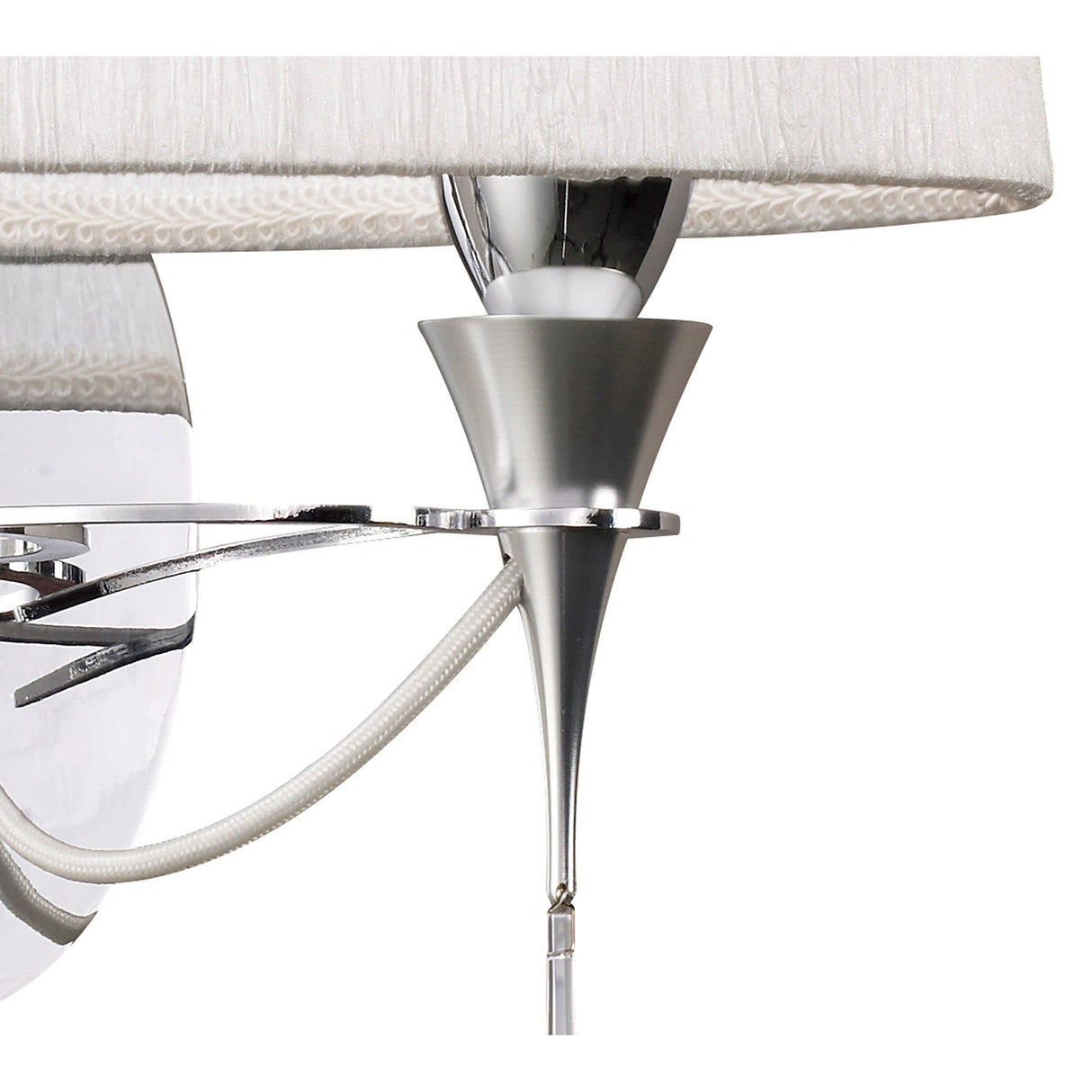 Lucca 2 Light Crystal Wall Light With Switch - Chrome With White Shade