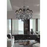 Luna 66cm 6 Light Crystal Chandelier - Black Chrome