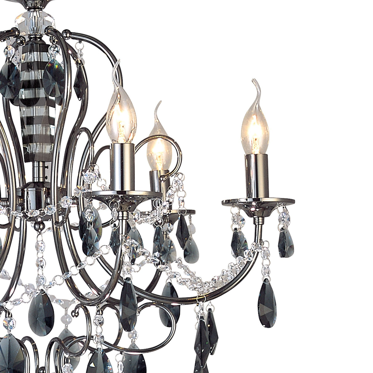 Luna 66cm 6 Light Crystal Chandelier - Black Chrome