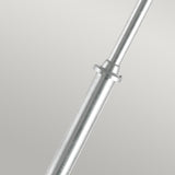 A Lund 1 Light Lamp Post - Silver, featuring a smooth, metallic finish, is positioned diagonally against a plain gray background, reminiscent of the sleek design often seen in a silver barbell. The collar of the lamp post is visible halfway along its length.