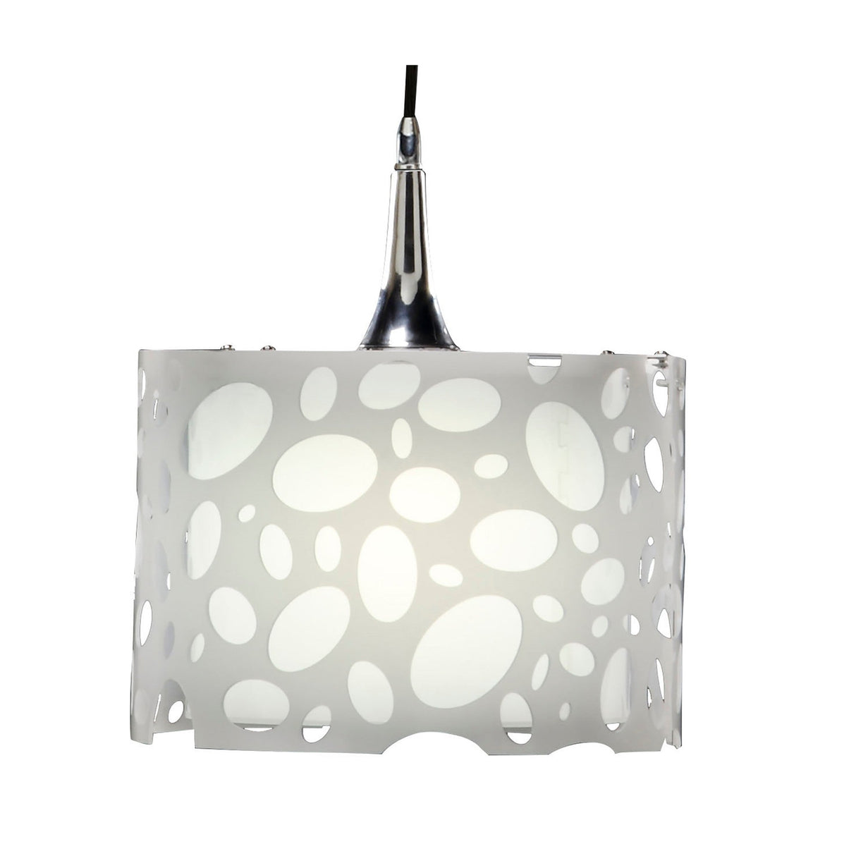 Lupin 25cm 1 Light Pendant Light - Gloss White & Polished Chrome