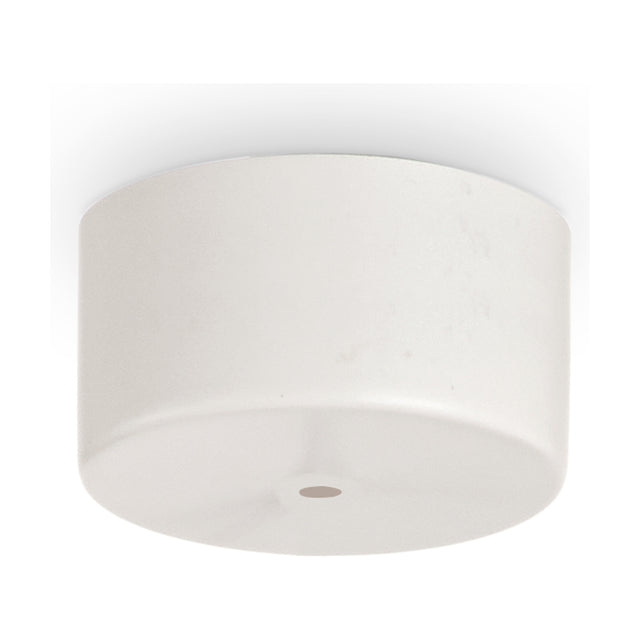 Lyria 1 Light G4 Ceiling Rose in white, a round cylindrical canopy with a central cable opening, shown on a plain white background.