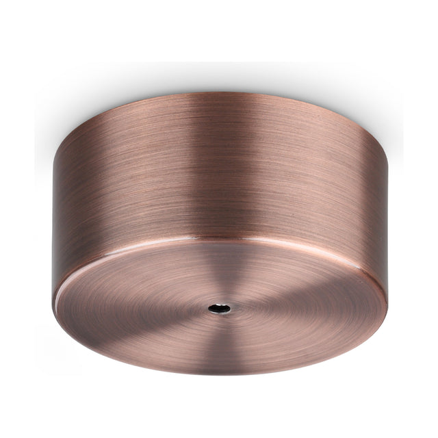 Lyria 1 Light LED Ceiling Rose in copper, a round brushed-finish canopy with a single central cable hole, shown on a plain white background.