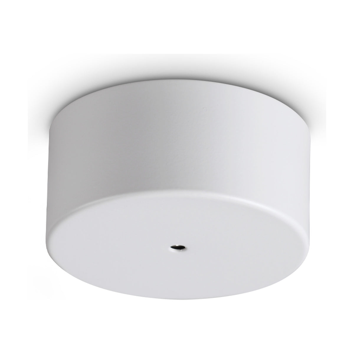Lyria 1 Light LED ceiling rose in white, a round flush canopy with a small central opening for the pendant cable, shown against a plain white background.