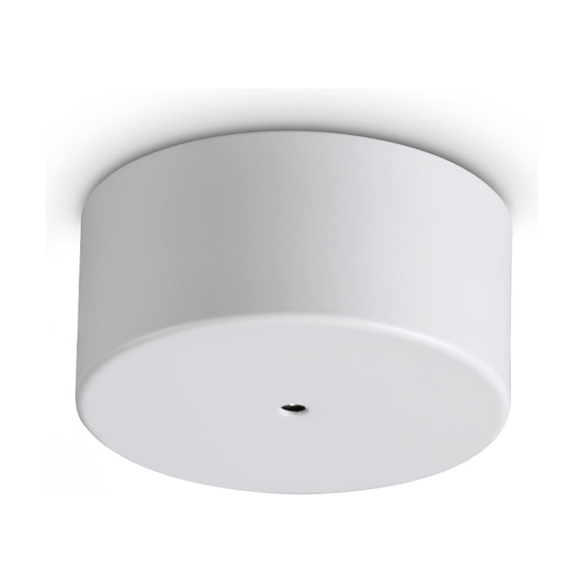 Lyria 1 Light LED ceiling rose in white, a round flush canopy with a small central opening for the pendant cable, shown against a plain white background.