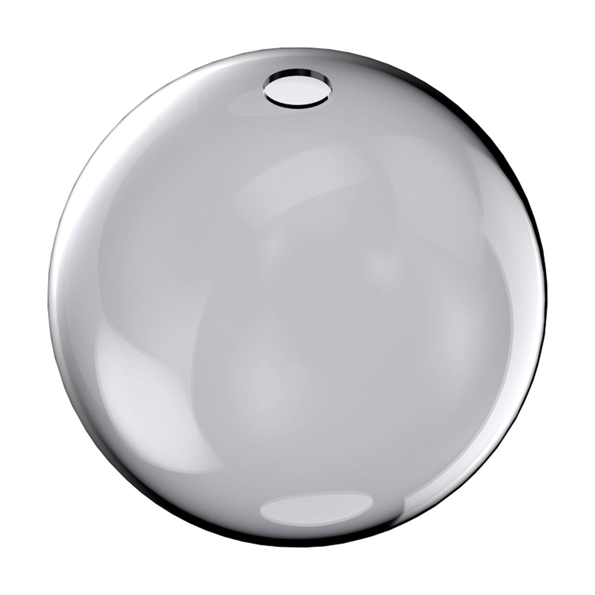 Lyria 15cm globe glass light shade in smoked grey, round sphere with small top opening, shown on a plain white background.