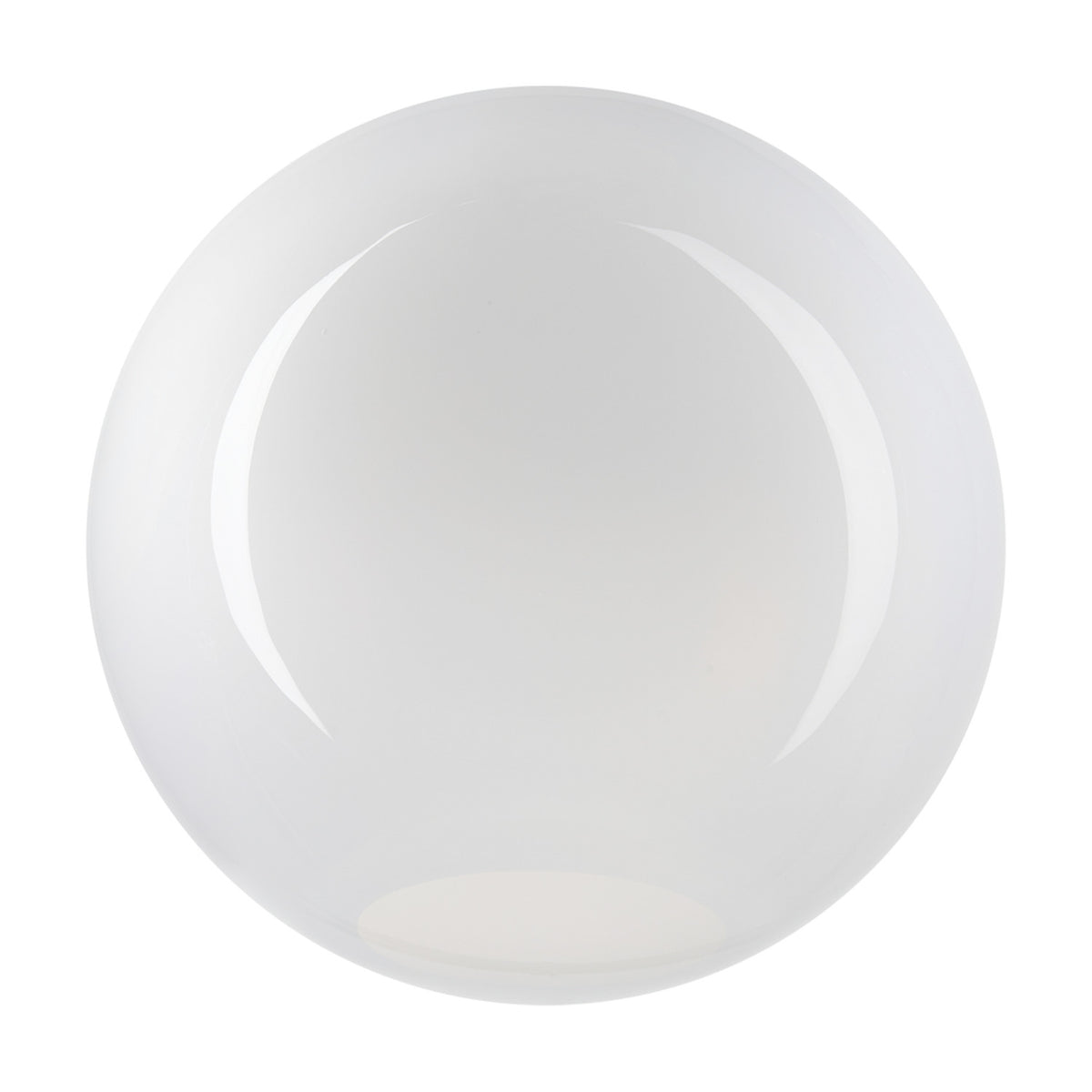 Lyria 20cm globe glass light shade in opal white, a round replacement pendant glass shown on a plain white background.