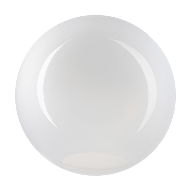 Lyria 20cm globe glass light shade in opal white, a round replacement pendant glass shown on a plain white background.