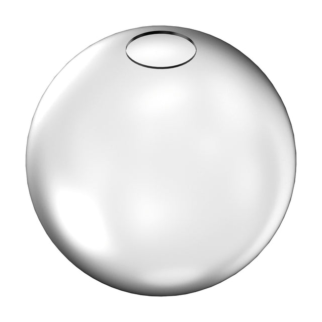 Lyria 20cm globe glass light shade in satin white, a round frosted glass globe with a single circular top opening, shown on a plain white background.