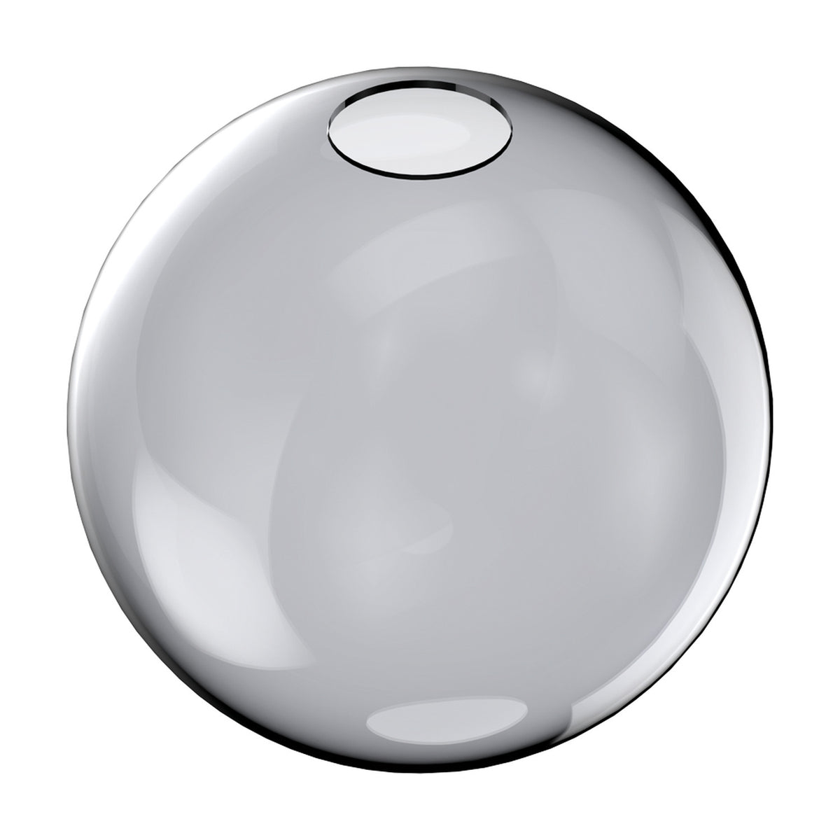 Lyria 20cm globe glass lamp shade in smoked grey, spherical shape with round top opening for lamp holder, shown on a plain white background.