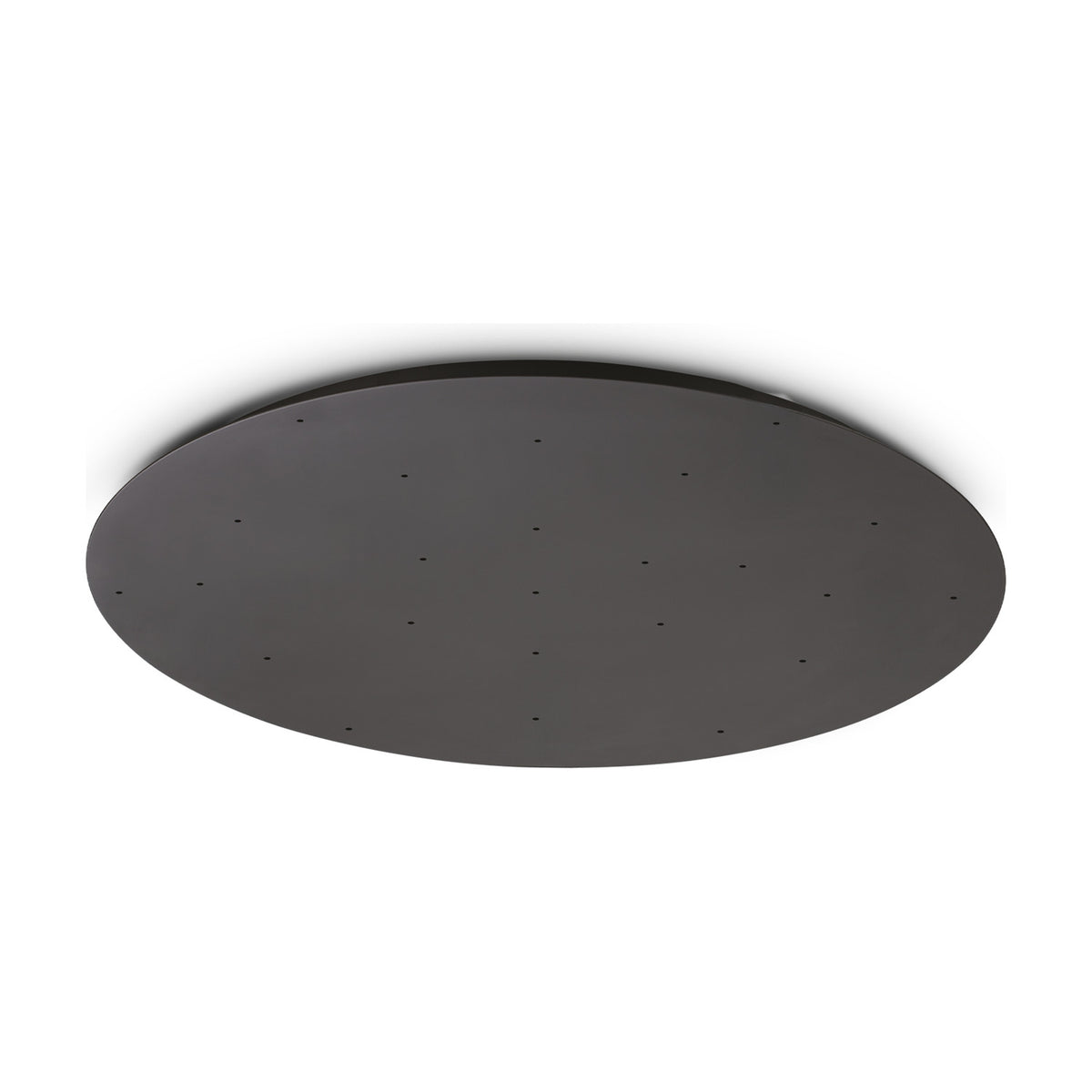 Lyria 25 Light LED Round Ceiling Rose in matte black, 1050mm disc with multiple small suspension holes for pendant fittings, shown against a plain white background.