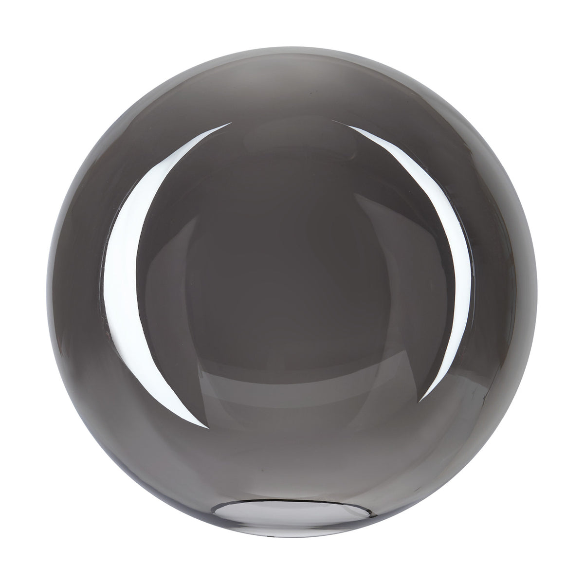Lyria 30cm globe glass light shade in smoked grey, a transparent spherical pendant shade shown on a plain white background.