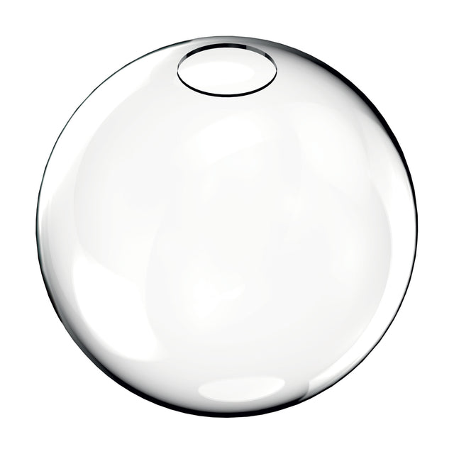 Lyria 50cm globe glass light shade in clear, a full spherical shade with round top opening, shown on a plain white background.