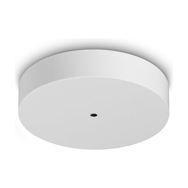 Lyria 7 Light LED Round Ceiling Rose in white, a low 220mm drum with a single central opening, shown against a plain white background.
