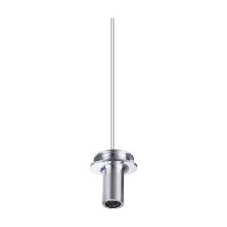 Lyria G4 pendant suspension set in chrome, with slim cylindrical lamp holder and broad mounting collar on a thin 5m cable, shown on a plain white background.