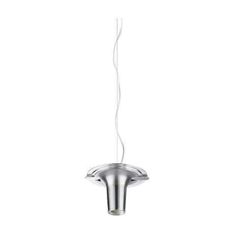 Lyria large E27 pendant suspension set in chrome with a flared lamp holder gallery on a long 5m cable, shown against a plain white background.
